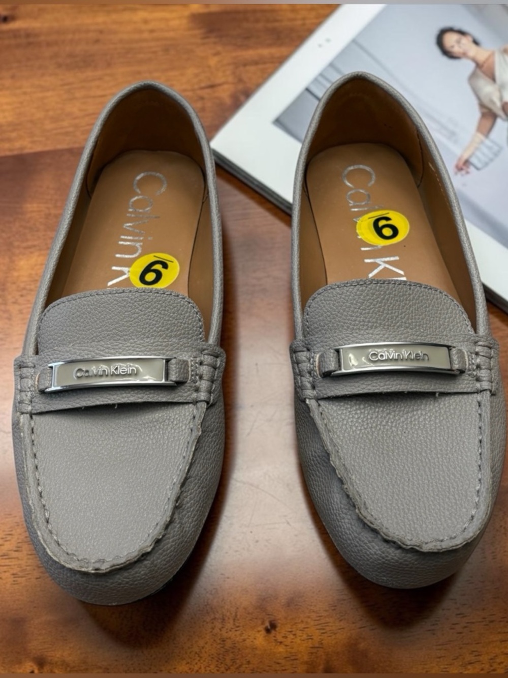 Calvin Klein Women's Gray Leather Driving Loafers